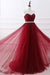 Elegant Lace-up Strapless Sweetheart Tulle Red Prom Dress - Prom Dress