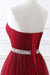 Elegant Lace-up Strapless Sweetheart Tulle Red Prom Dress - Prom Dress