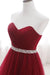 Elegant Lace-up Strapless Sweetheart Tulle Red Prom Dress - Prom Dress