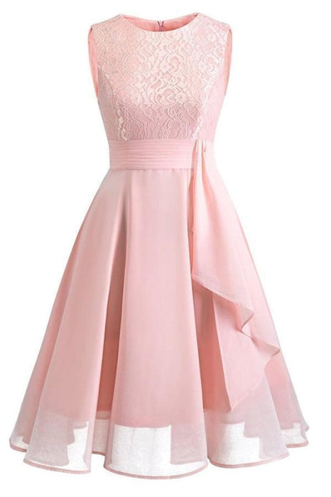 Elegant Long Dress Pageant Lace Midi Dress - pink dress / S - lace dresses