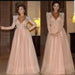 Elegant Long Sleeve Formal Dress with Beads A Line Sparkle V Neck Evening Dresses - Prom Dresses
