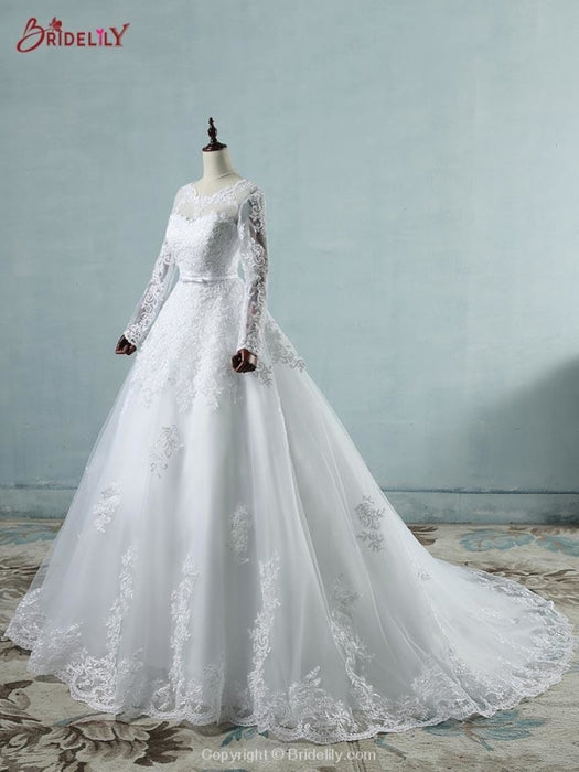 Elegant Long Sleeves Corset lace up Wedding Dresses - wedding dresses