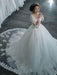 Elegant Long Sleeves Lace Appliques Ball Gown Wedding Dresses - White / Floor Length - wedding dresses