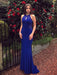 Elegant Mermaid Lace Royal Blue Long Prom Dresses, Mermaid Lace Formal Dresses, Royal Blue Mermaid Evening Dresses