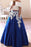 Elegant Modest New Off the Shoulder Two Piece Prom Dress Floor Length Blue Formal Dresses - Prom Dresses