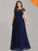 Elegant O-Neck Cap Sleeves A-Line Plus Size Evening Dresses - Navy Blue / 4 / United States - evening dresses