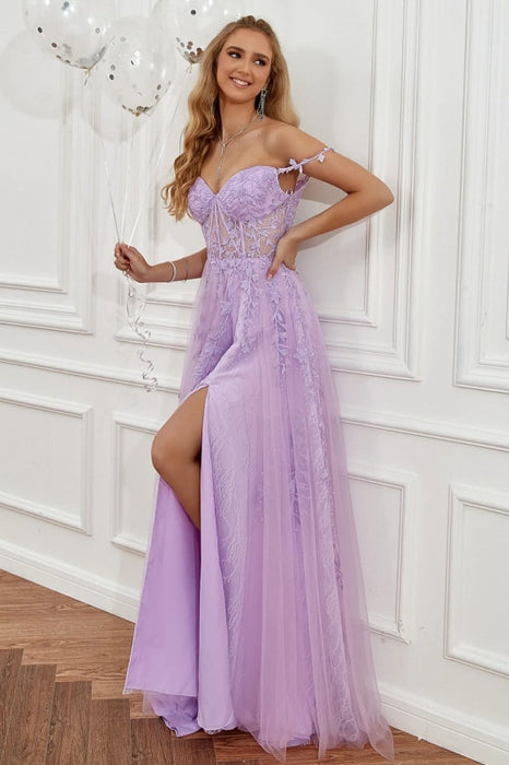 Lorrtta Elegant Prom Dress Off Shoulder A Line Formal Purple Fashion Women  Party Gowns Evening Dresses US Size 16W Color custom color