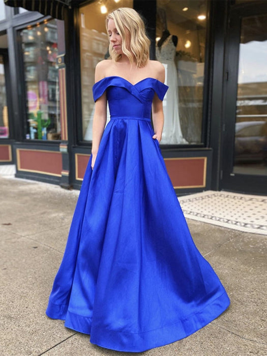 Elegant Off Shoulder Royal Blue Long Prom with Slit, Off Shoulder Roya Bridelily Elegant Off Shoulder Royal Blue Long Prom with Slit, Off Shoulder Roya Bridelily