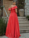 Elegant Off the Shoulder Red Long Prom Dresses, Long Off Shoulder Red Formal Evening Dress