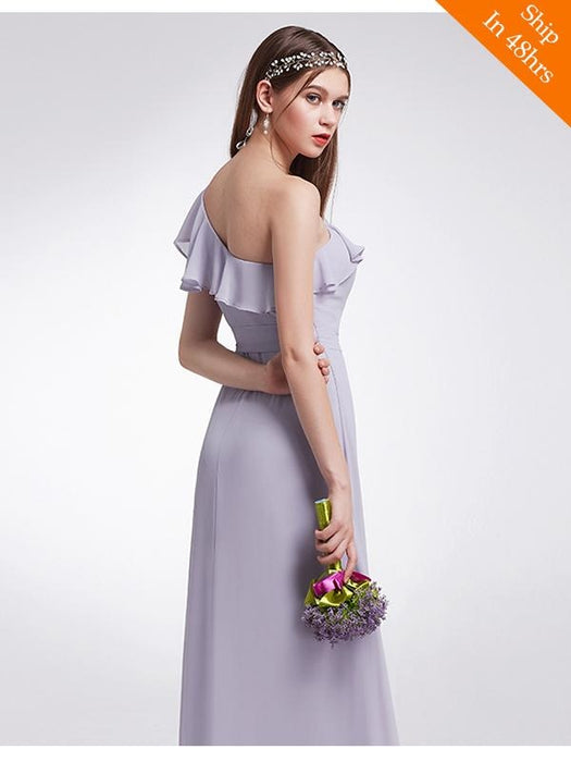 Elegant One Shoulder Chiffon A-line Ruffles Bridesmaid Dresses - bridesmaid dresses