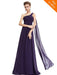 Elegant One Shoulder Ruffles Ankle-Length Evening Dresses - Dark Purple / 6 / United States - evening dresses