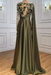 Elegant One Shoulder Satin Evening Dress with Sweep Cape - Prom Dresses