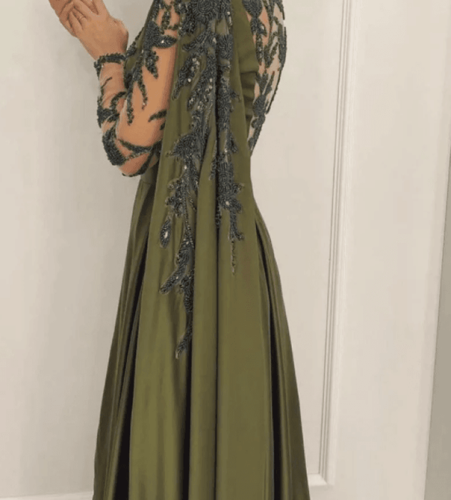 Elegant One Shoulder Satin Evening Dress with Sweep Cape - Prom Dresses