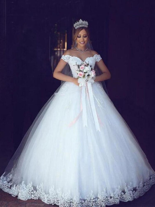 Elegant Portrait Sleeveless Ball Gown Wedding Dresses - wedding dresses