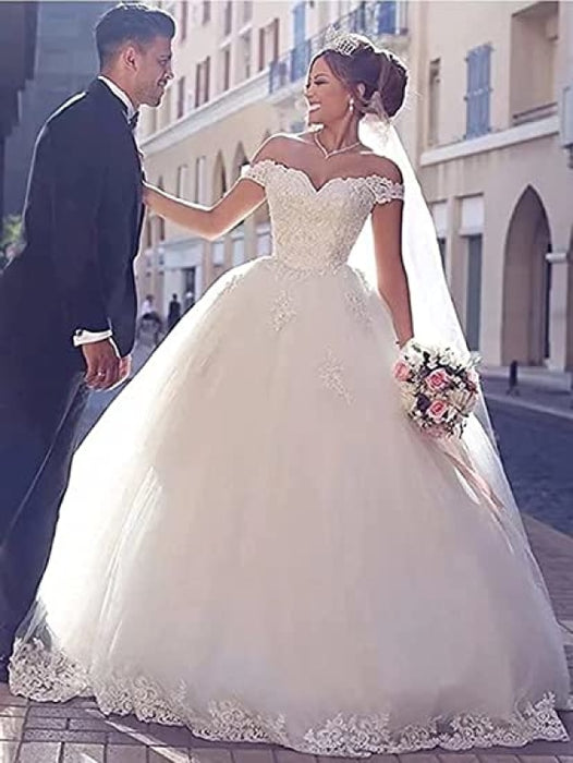 Elegant Portrait Sleeveless Ball Gown Wedding Dresses - wedding dresses