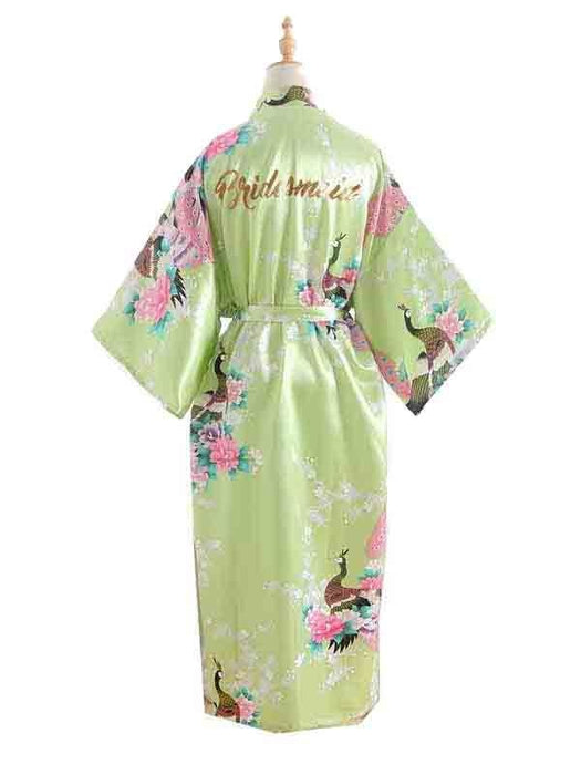 Elegant Print Flower Bride Bridesmaid Robes | Bridelily - light green / One Size - robes