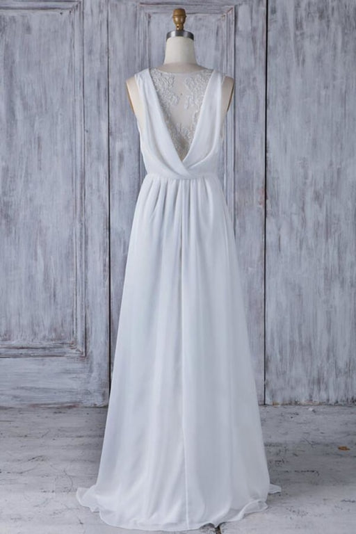 Elegant Ruffle Chiffon A-line Wedding Dress - Wedding Dresses