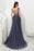 Elegant Sleek Luxury Gray V Neck Sleeveless Tulle Long Prom Dress with Beads Crystal - Prom Dresses