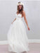 Elegant Spaghetti Straps V-Neck Tulle Wedding Dresses - White / Floor Length - wedding dresses