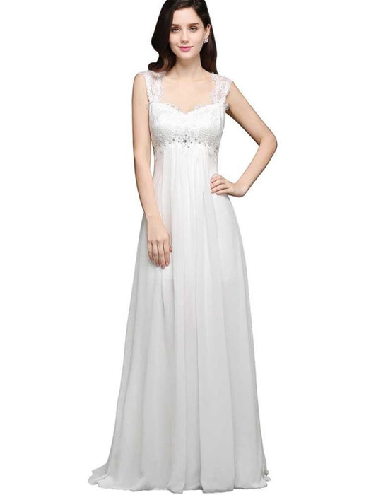Elegant Square Beaded Ruffles Wedding Dresses - wedding dresses