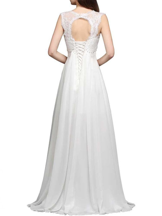 Elegant Square Beaded Ruffles Wedding Dresses - wedding dresses