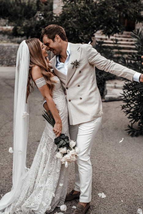 Lace Mermaid Wedding Dress Sweetheart Boho Bridal Gown-Bridelily Lace Mermaid Wedding Dress Sweetheart Boho Bridal Gown-Bridelily