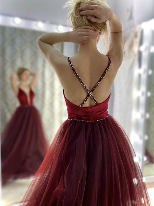 Elegant V Neck Backless Burgundy Long Prom, V Neck Wine Red Formal Gra Bridelily Elegant V Neck Backless Burgundy Long Prom, V Neck Wine Red Formal Gra Bridelily