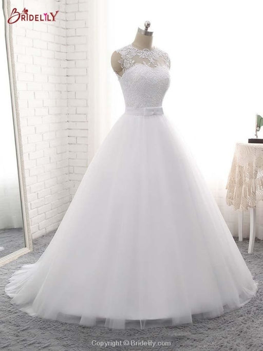 Elegant V-Neck Ball Gown Tulle Wedding Dresses - wedding dresses