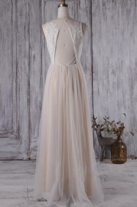 Elegant V-neck Lace A-line Wedding Dress - Wedding Dresses