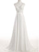 Elegant V Neck Lace Chiffon A-Line Wedding Dresses - White / Floor Length - wedding dresses