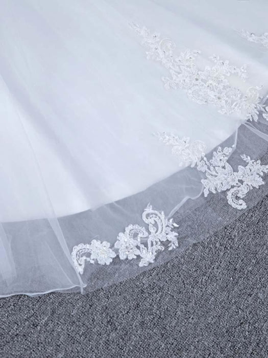 Elegant V-Neck Lace Tulle Mermaid Wedding Dresses - wedding dresses