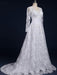 Elegant V-Neck Long Sleeves Covered Button Lace Wedding Dresses - wedding dresses