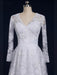 Elegant V-Neck Long Sleeves Covered Button Lace Wedding Dresses - wedding dresses