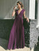 Elegant V Neck Purple Pleated Chiffon Long Prom Dresses, V Neck Purple Formal Graduation Evening Dresses