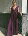 Elegant V Neck Purple Pleated Chiffon Long Prom Dresses, V Neck Purple Formal Graduation Evening Dresses