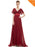 Elegant V-Neck Short Sleeve Chiffon Floor Length Evening Dresses - Burgundy / 4 / United States - evening dresses