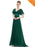 Elegant V-Neck Short Sleeve Chiffon Floor Length Evening Dresses - Green / 4 / United States - evening dresses