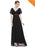 Elegant V-Neck Short Sleeve Chiffon Floor Length Evening Dresses - Black / 4 / United States - evening dresses
