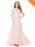 Elegant V-Neck Short Sleeve Chiffon Floor Length Evening Dresses - Pink / 4 / United States - evening dresses