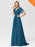 Elegant V-Neck Short Sleeve Chiffon Floor Length Evening Dresses - Teal / 4 / United States - evening dresses