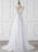 Elegant V-Neck Sleeveless Covered Button Ruffles Wedding Dresses - White / Floor Length - wedding dresses
