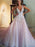 Elegant V Neck Tulle A-Line Wedding Dresses - Pink / Floor Length - wedding dresses
