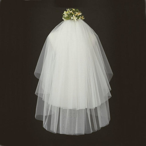 Elegant White Short Tulle With Comb Wedding Veils | Bridelily - wedding veils