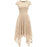 Elegant Women O-Neck Asymmetrical Lace Dress - Beige / S - lace dresses