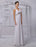 Empire Chiffon V-neck Illusion Back Wedding Dress With Floral Applique misshow