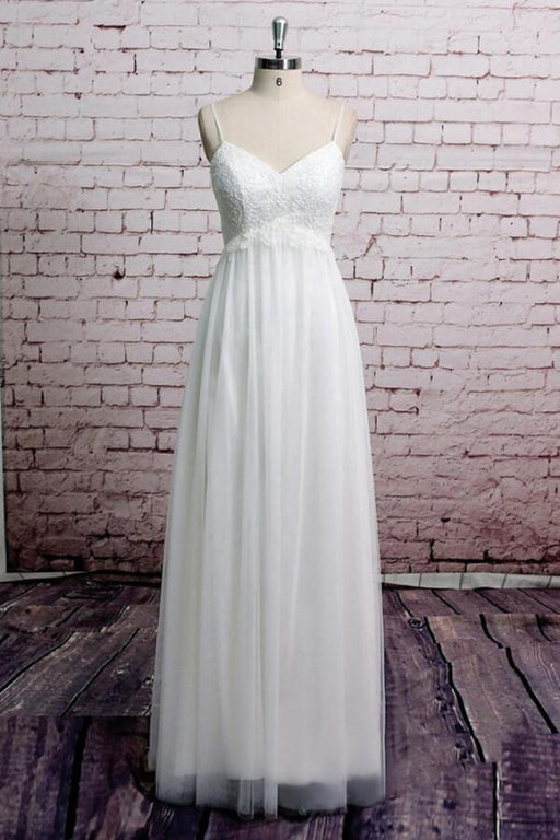 Empire Spaghetti Strap Lace Tulle Wedding Dress - Wedding Dresses