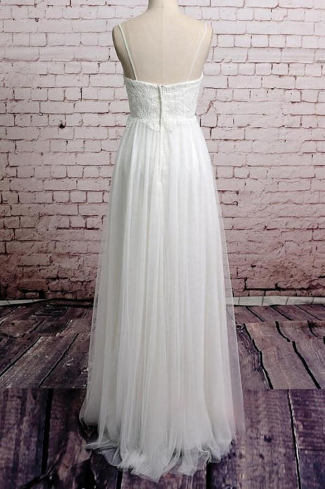 Empire Spaghetti Strap Lace Tulle Wedding Dress - Wedding Dresses