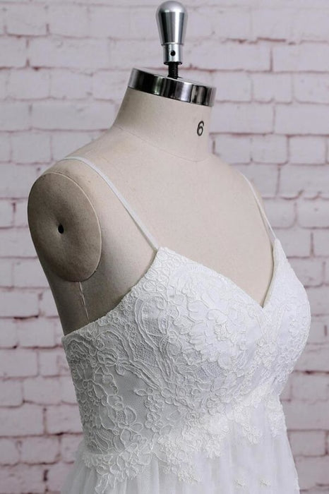Empire Spaghetti Strap Lace Tulle Wedding Dress - Wedding Dresses