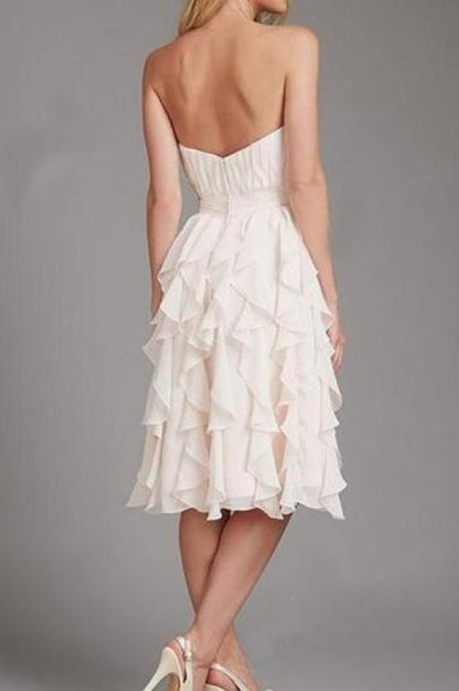 Empire Strapless Chiffon with Ruffles Knee-length Short Bridesmaid Dresses - Prom Dresses
