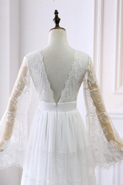 Empire Waist Plus Size Boho Wedding Dress With Sleeves - Bridelily Empire Waist Plus Size Boho Wedding Dress With Sleeves - Bridelily